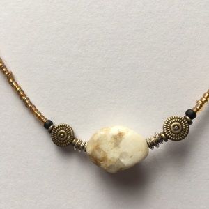 Original gold and white stone necklace